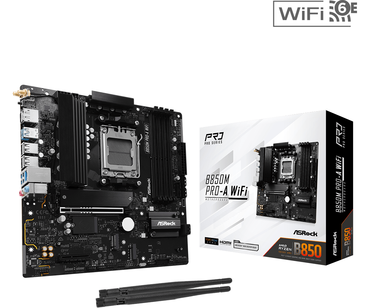 ASRock B850M Pro - A WiFi AMD Socket AM5 Motherboard | 90 - MXBR90 - A0UAYZ - 4711581490376 - Vektra Computers LLC ASRock B850M Pro - A WiFi AMD Socket AM5 Motherboard | 90 - MXBR90 - A0UAYZ - 4711581490376 - Vektra Computers LLC